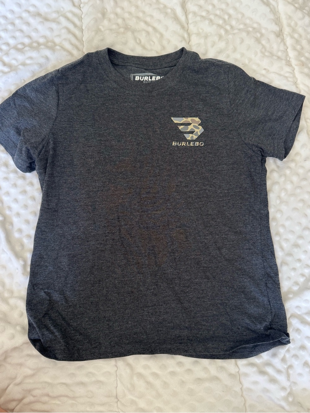 BURLEBO Dark Charcoal Short Sleeve Tee with Camo Logo